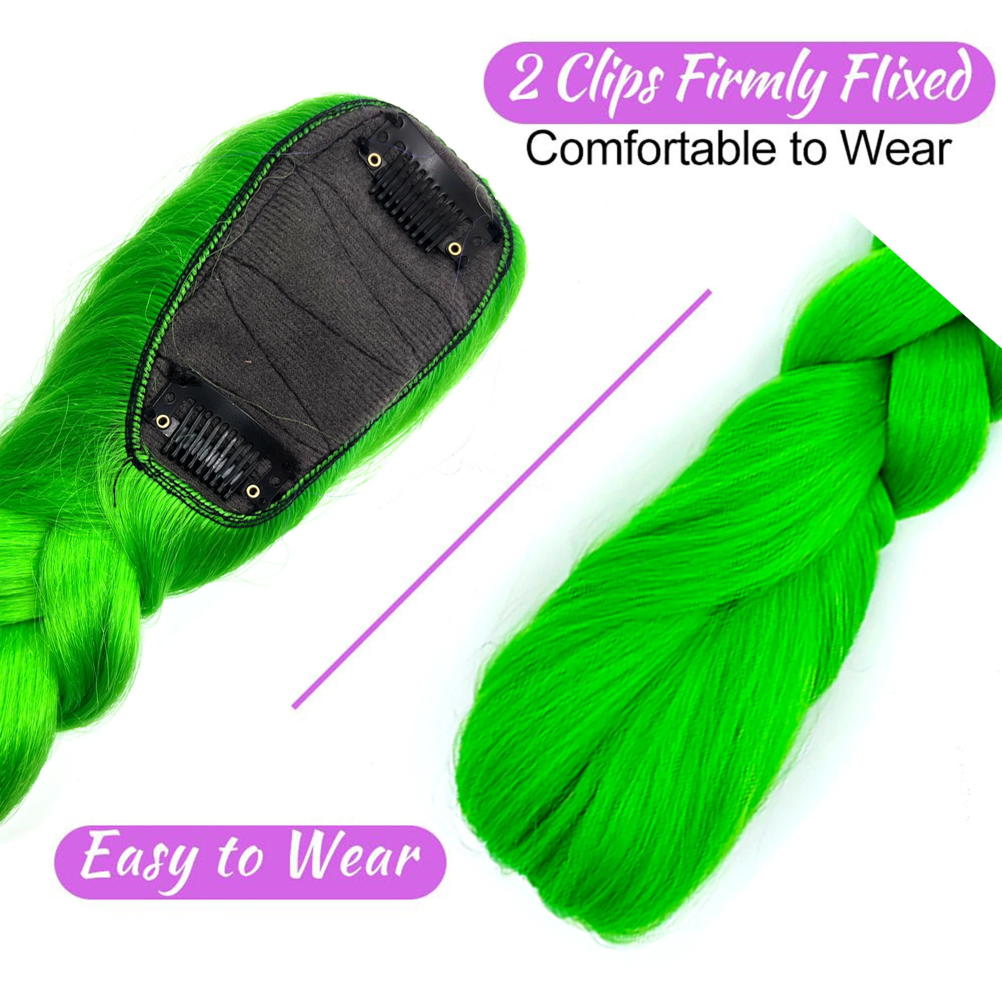 Green Braid for St.Patrick's Day Party Green Hair Lucky Green Braids St. Patrick’s Day Green Braided Ponytail Hair Extensions