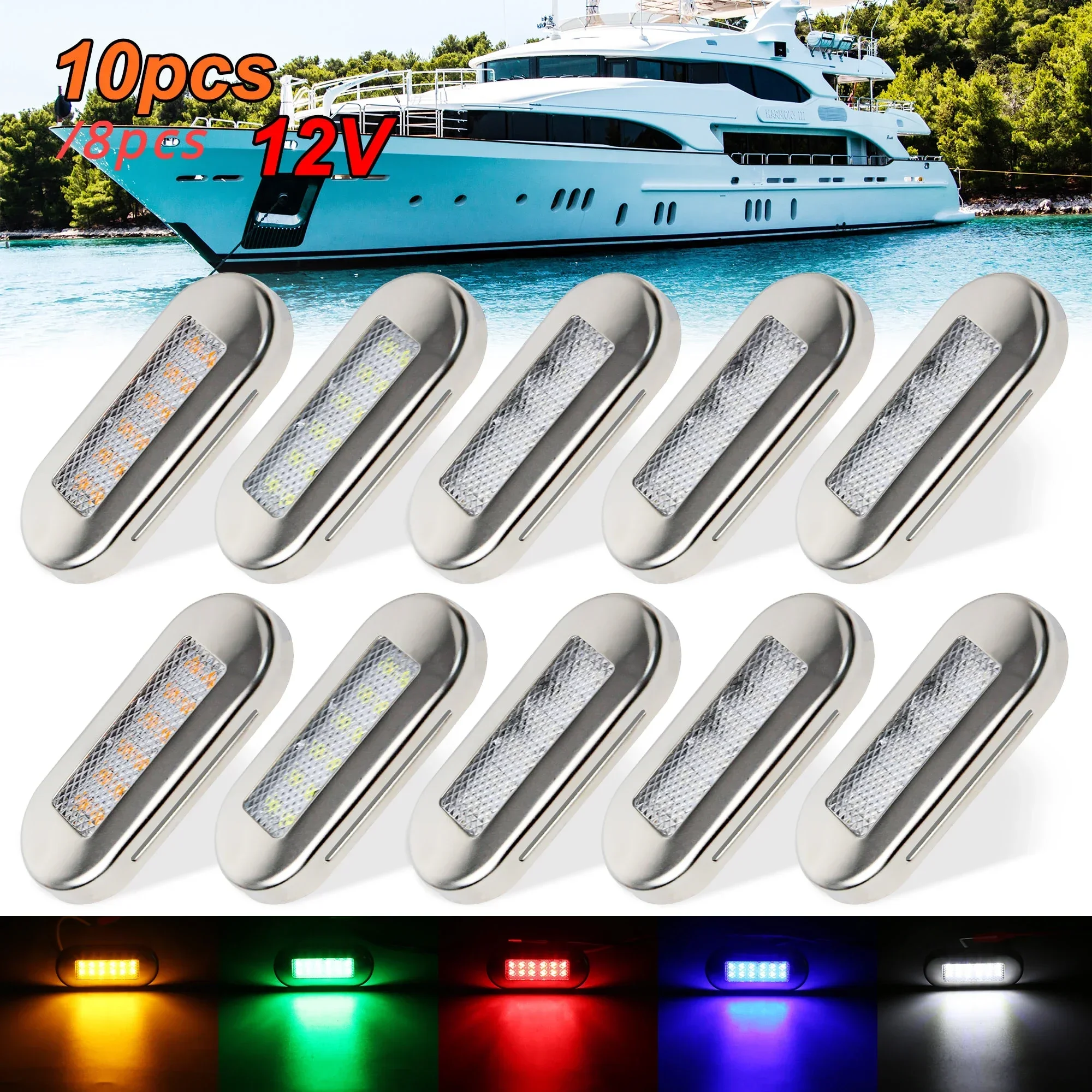 8/4PCS 12-24V Boat Marine Lights Navigation Waterproof Lamp LED Side Marker Indicator for Car Truck Trailer Yacht Caravan Van