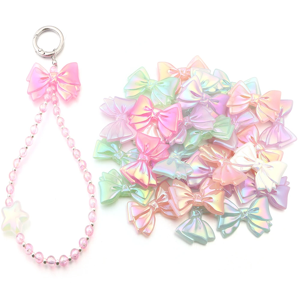 10Pcs/Lot 43x30mm Jelly Color Bow Acrylic Bead Shiny Loose Spacer Beads For Jewelry Making DIY Handmade Keychain Accessories view 3