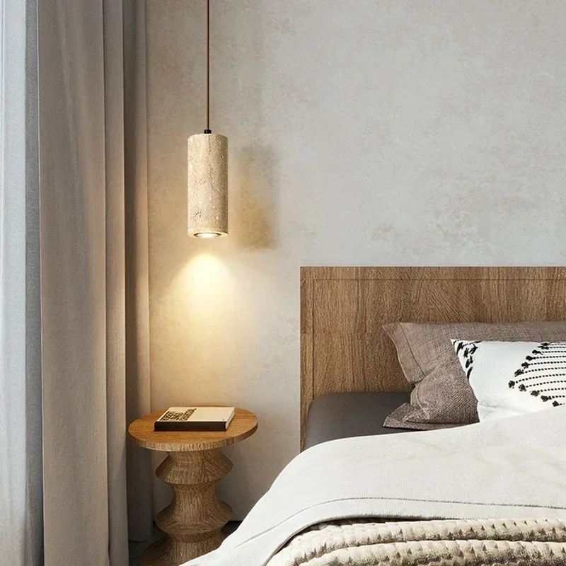 Yellow Travertine lamp bedroom chandeliers bedside pendant lights retro living room lights bar counter hanging lamps lighting view 3