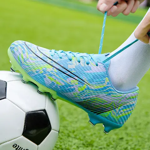 남자 축구 신발 2025 높은 발목 전문 잔디 축구 부츠 키즈 소년 Anti-Slip TF/FG 실내 훈련 축구 스니커즈 Best5