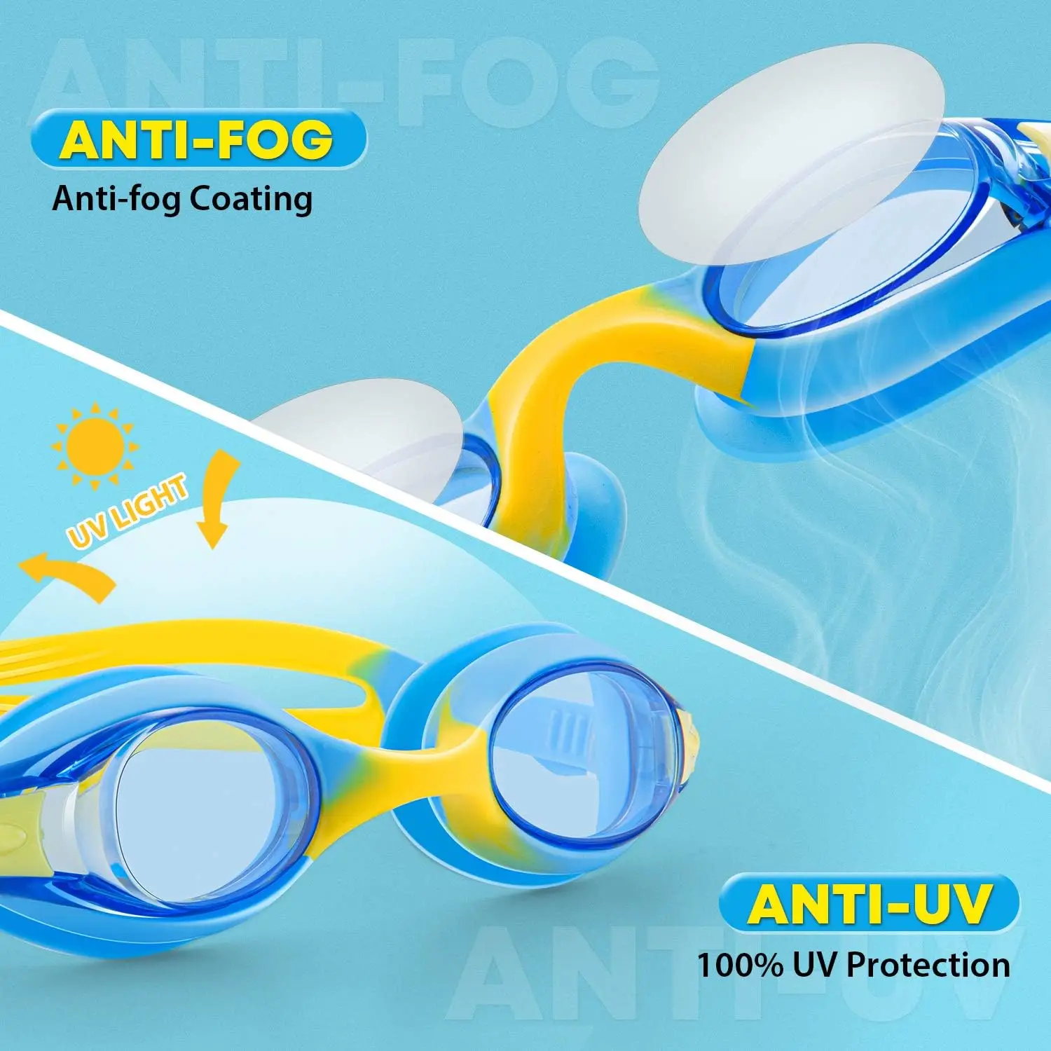 Unisex-Child Swim Goggles, Anti Fog No Leaking Clear Vision Water Pool Swimming Goggles