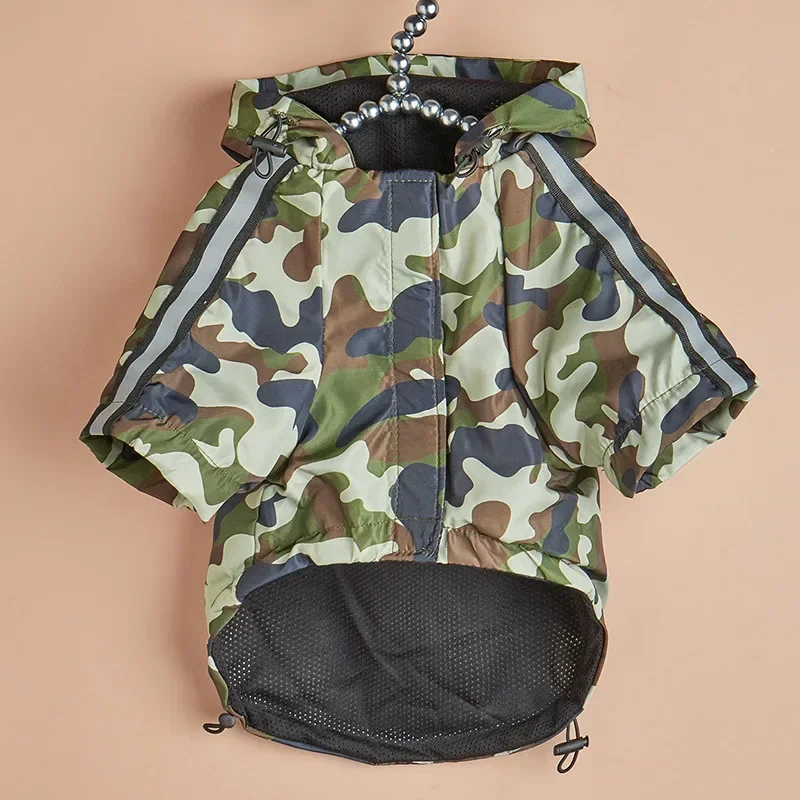 Pet Raincoat 1PC Cats & Dogs Wind & Waterproof Raincoat Summer Breathable Camouflage Reflective Rain Poncho Small & Medium