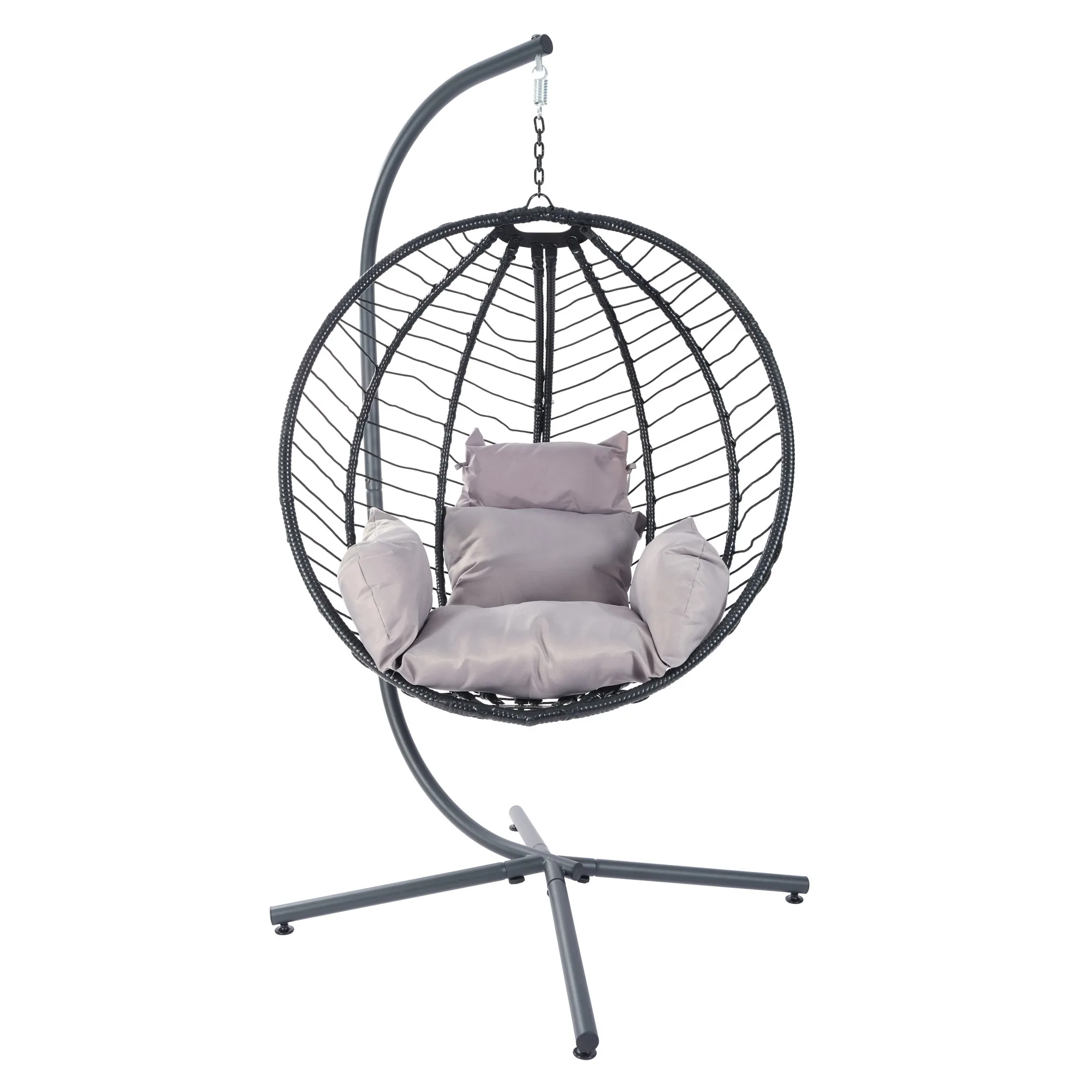 Hot Sale UV Resistant Steel Rattan Egg Chair Swing Stand Wicker Hanging Folding Patio Chair for Living Room Courtyardpromote sal