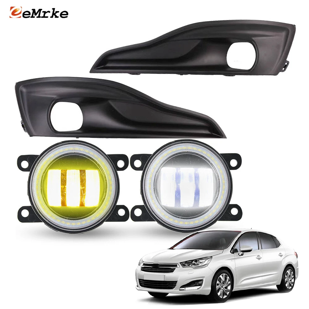 

Led Lens Car Fog Lights PTF 40W for Citroen C4 C4L Saloon 2013 2014 2015 2016 Angel Eyes DRL or ADD Fog Lamp Frame Cover