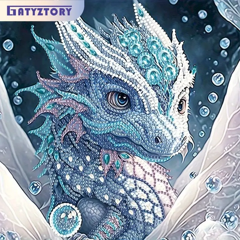 

GATYZTORY 30x30cm Special Shape Diamond Mosaic Snow Dragon Embroidery 5D DIY Round Diamond Painting Kits Wall Art Home Decor ﻿