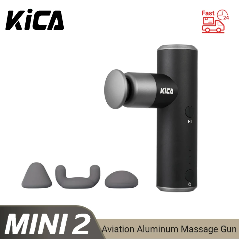 KiCA Mini 2 Fascia Gun 4 Gear 195g alluminio portatile 3000rpm Deep High Speed 3 testine di massaggio pistola per lo Sport