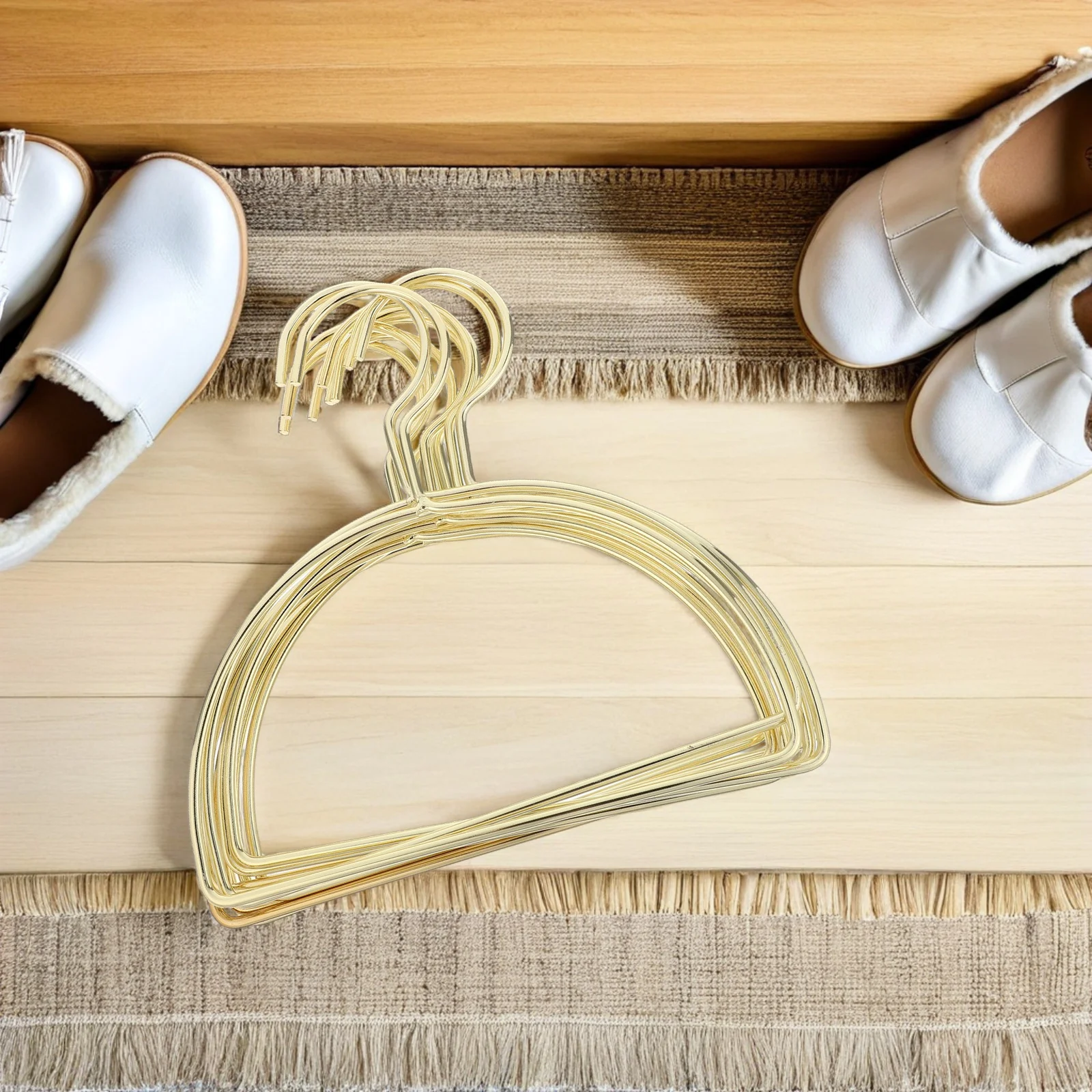 

10Pcs Metal Semi-Circle Clothes Hangers Nonslip Sturdy Scarf Tie Belt Organizer Wardrobe Space Saver Semi Circle Clothing Hanger