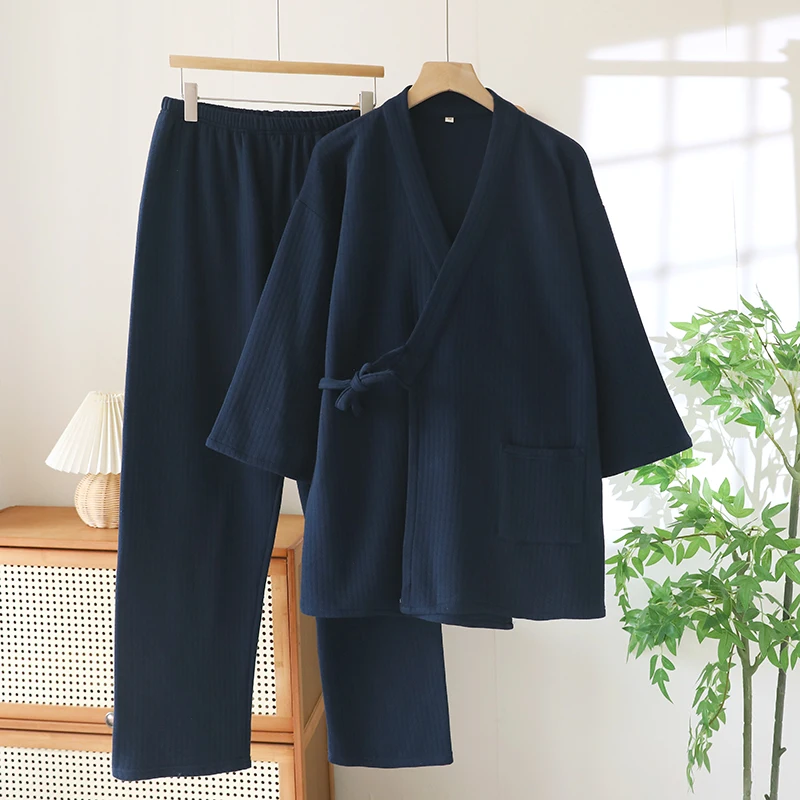 Quilted kimono-men's navy blue