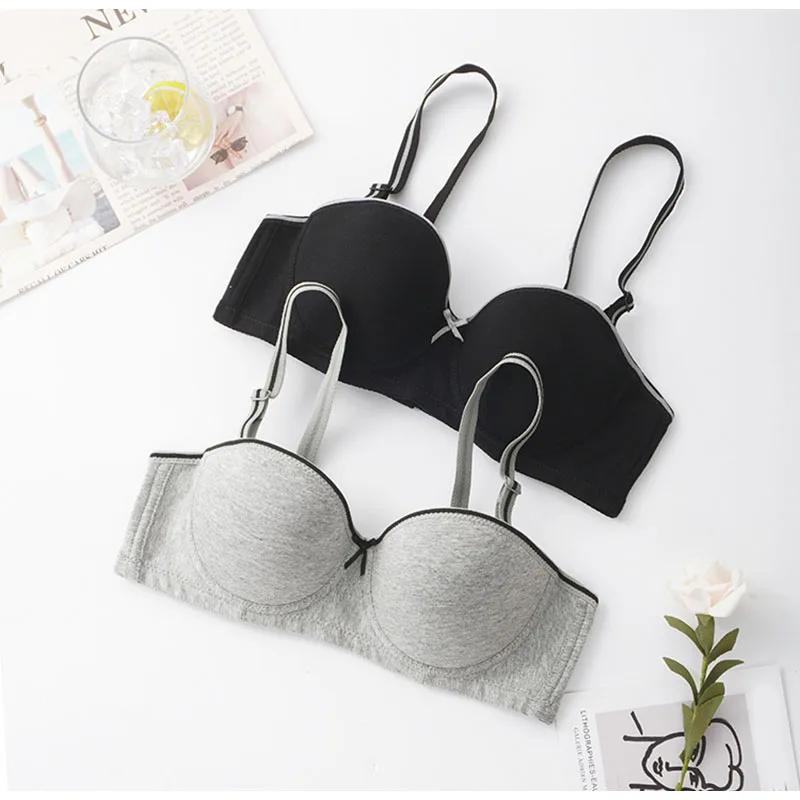 French noble fashion women cotton bralette solid 1/2 cup Lingerie lace bra with underwire sexy push up bra padding tops 32d D09