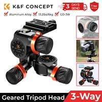 K & F Concept-Cabezal de fluido de alta precisión, capacidad de carga de 13.2lbs/6kg, cabezal de trípode con engranaje de 3 vías, aleación de aluminio para cámara de fotografía