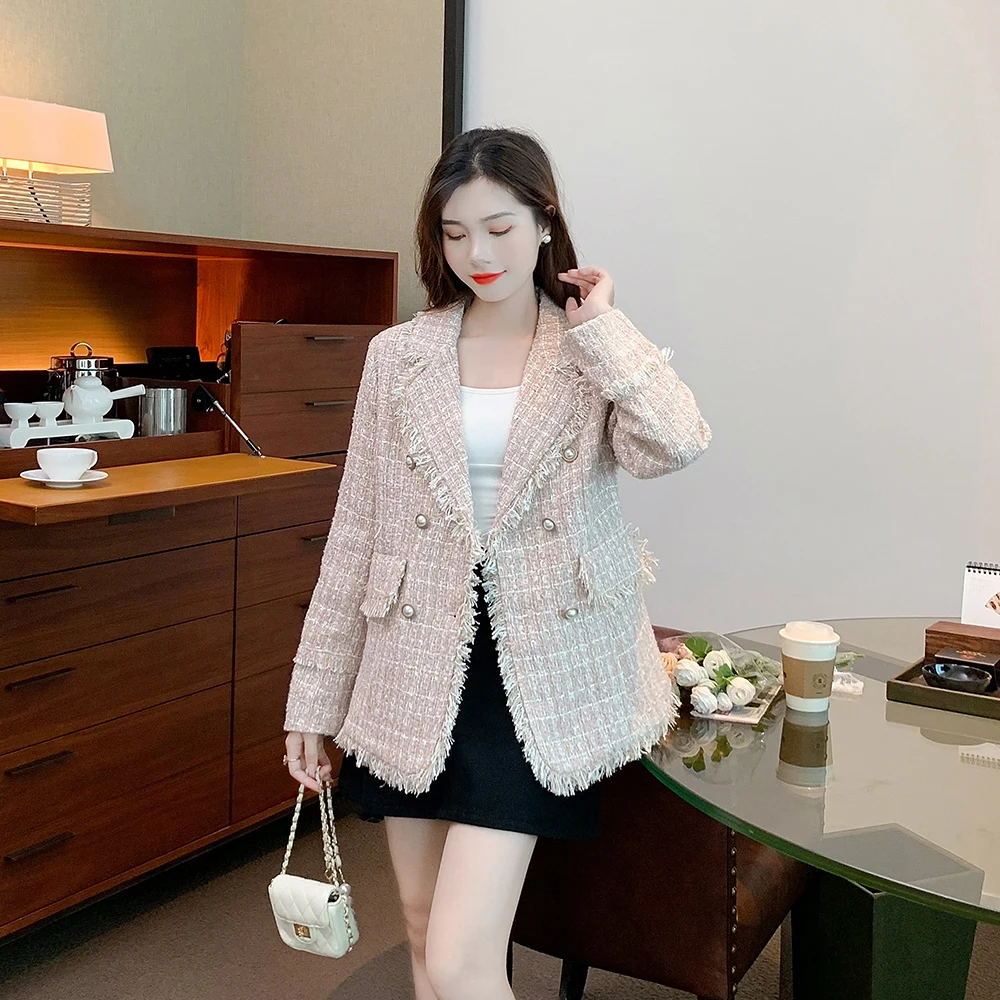 

Ele Gentle Cheered Suit Coat Autumn Versatile Faionable Top High-End Feel New Sle Cozy Woolen Outerwear