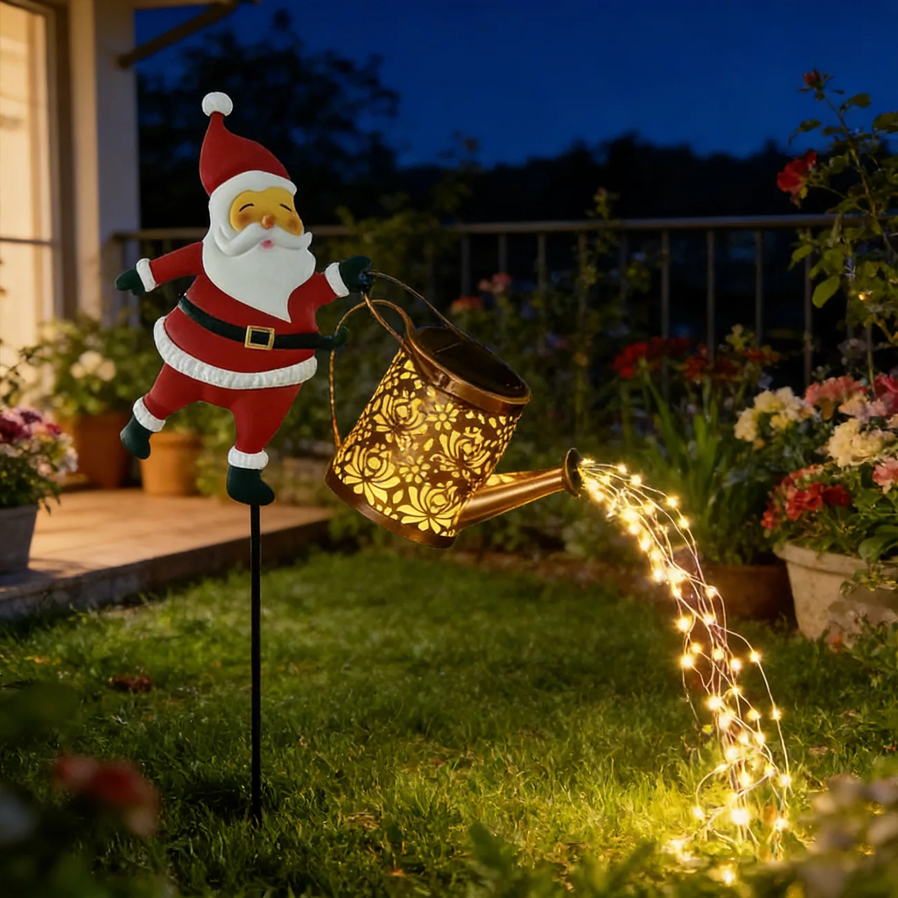 

ZML wrought iron Santa Claus floor insert gardening set decoration courtyard villa landscaping
