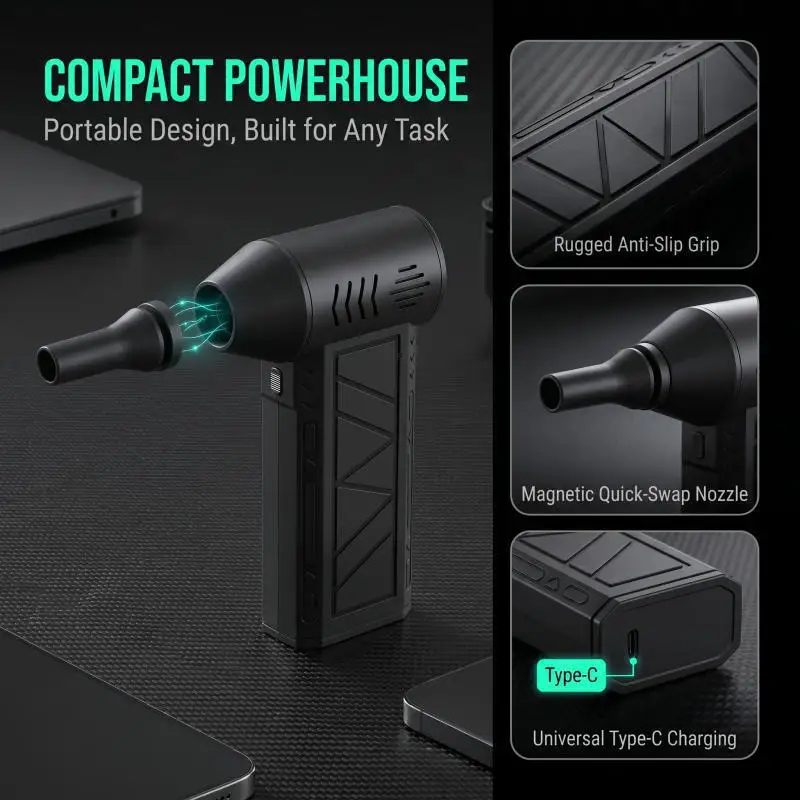 Handheld Mini Turbo Jet Blower with 130,000 RPM Brushless Fan