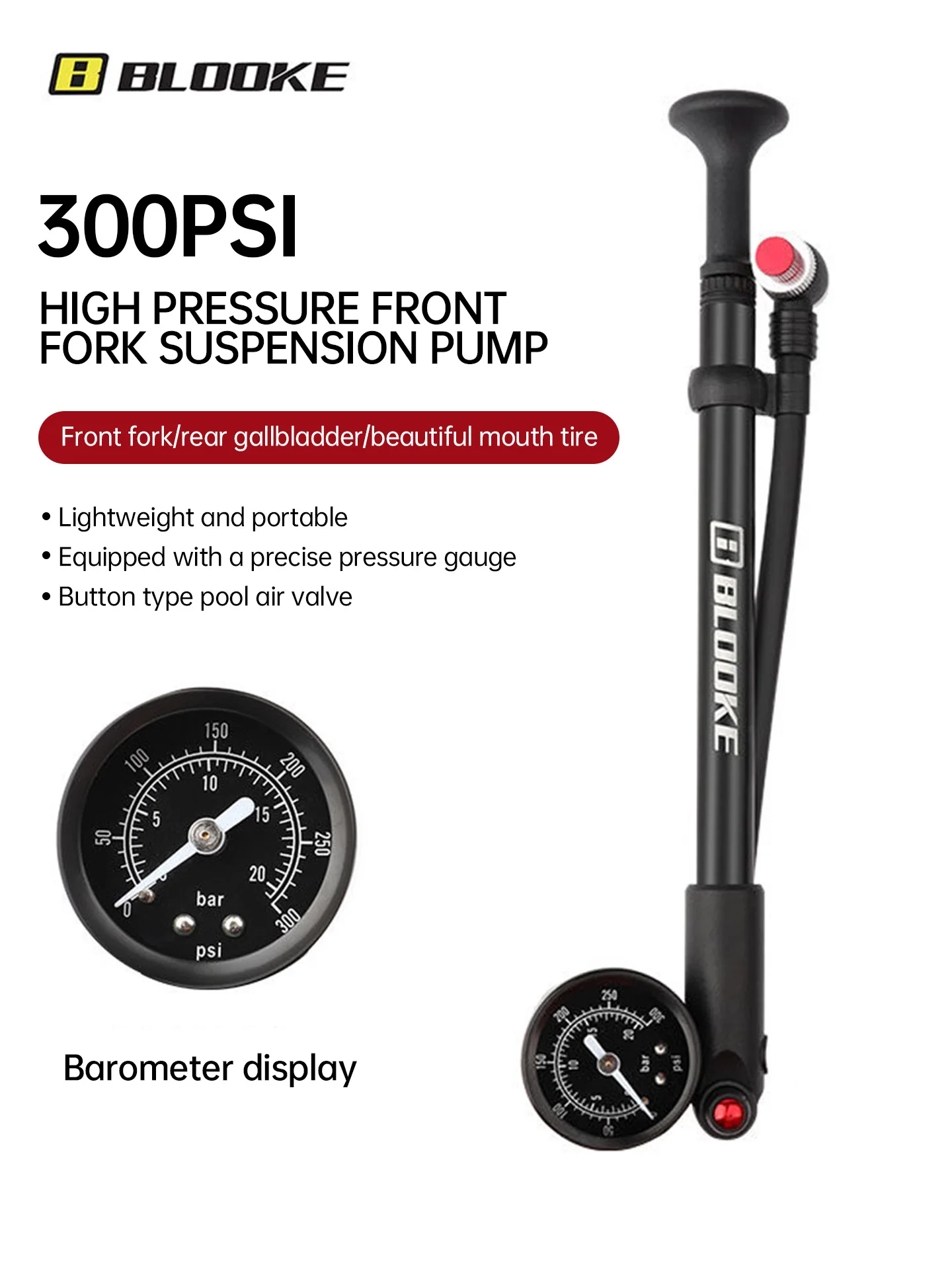 AliExpress BLOOKE MTB High-Pressure Shock Pump Portable Air Pump for Mountain Bike Front Fork And Rear Suspension
