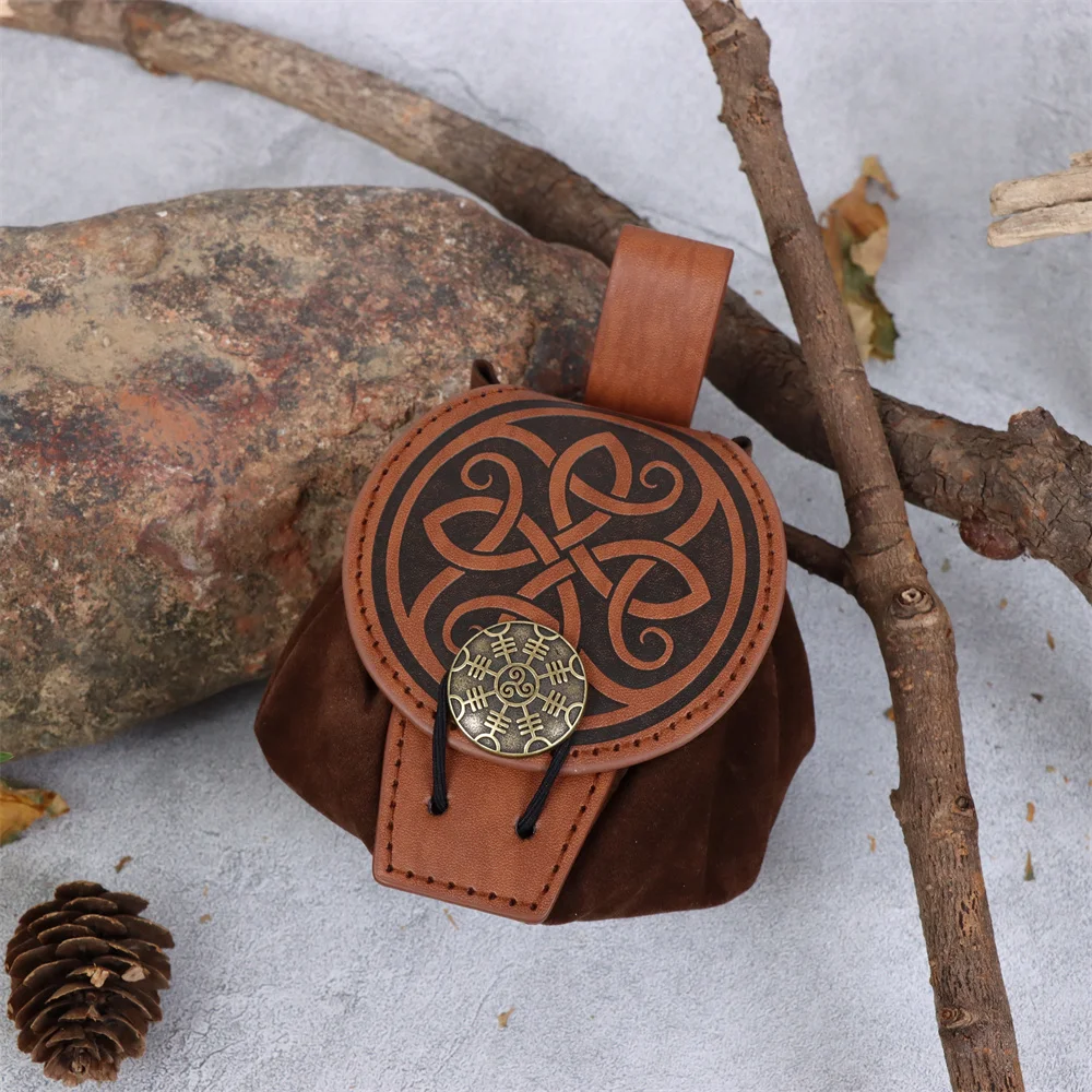 Marsupio stile vichingo cavaliere guerriero medievale in ecopelle, forniture per feste LARP, accento per spettacoli teatrali, portafoglio zero vintage