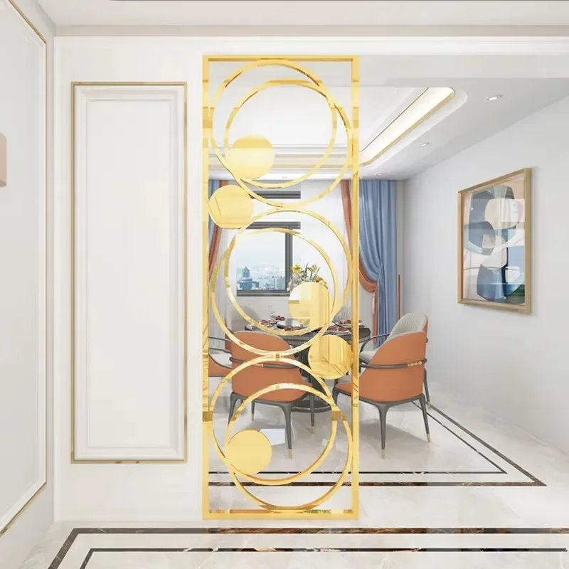 Light luxury modern stainless steel screen partition hollow living room partition home decoration durable and adjustable