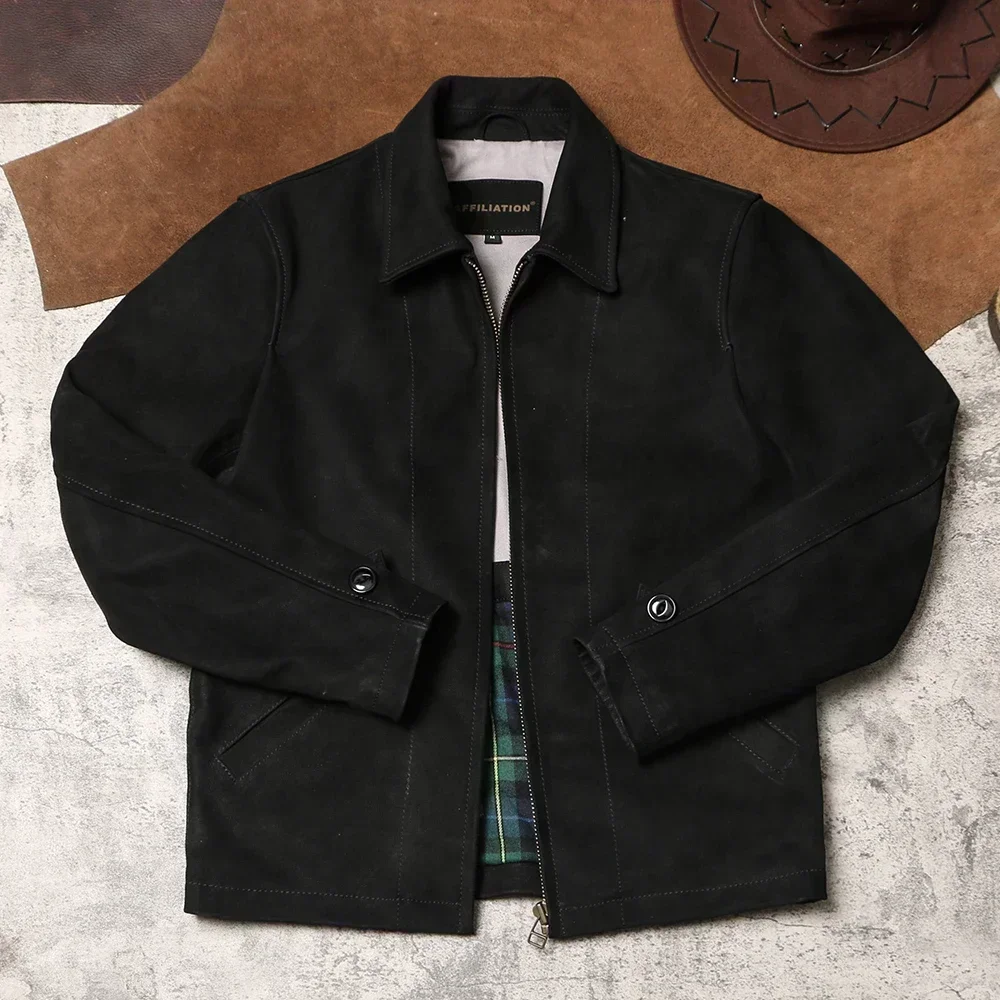 

Мужская мотоциклетная куртка из натуральной кожи Tailor Brando в американском стиле ретро из полированной яловой кожи