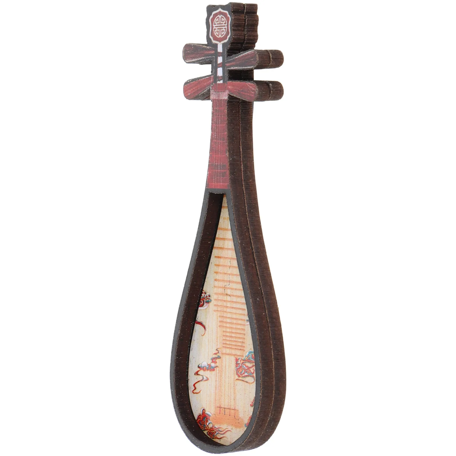 

Authentic Miniature Chinese Pipa Wooden Dollhouse Lute Decor Classical Style Ethnic Instrument for Photography Prop