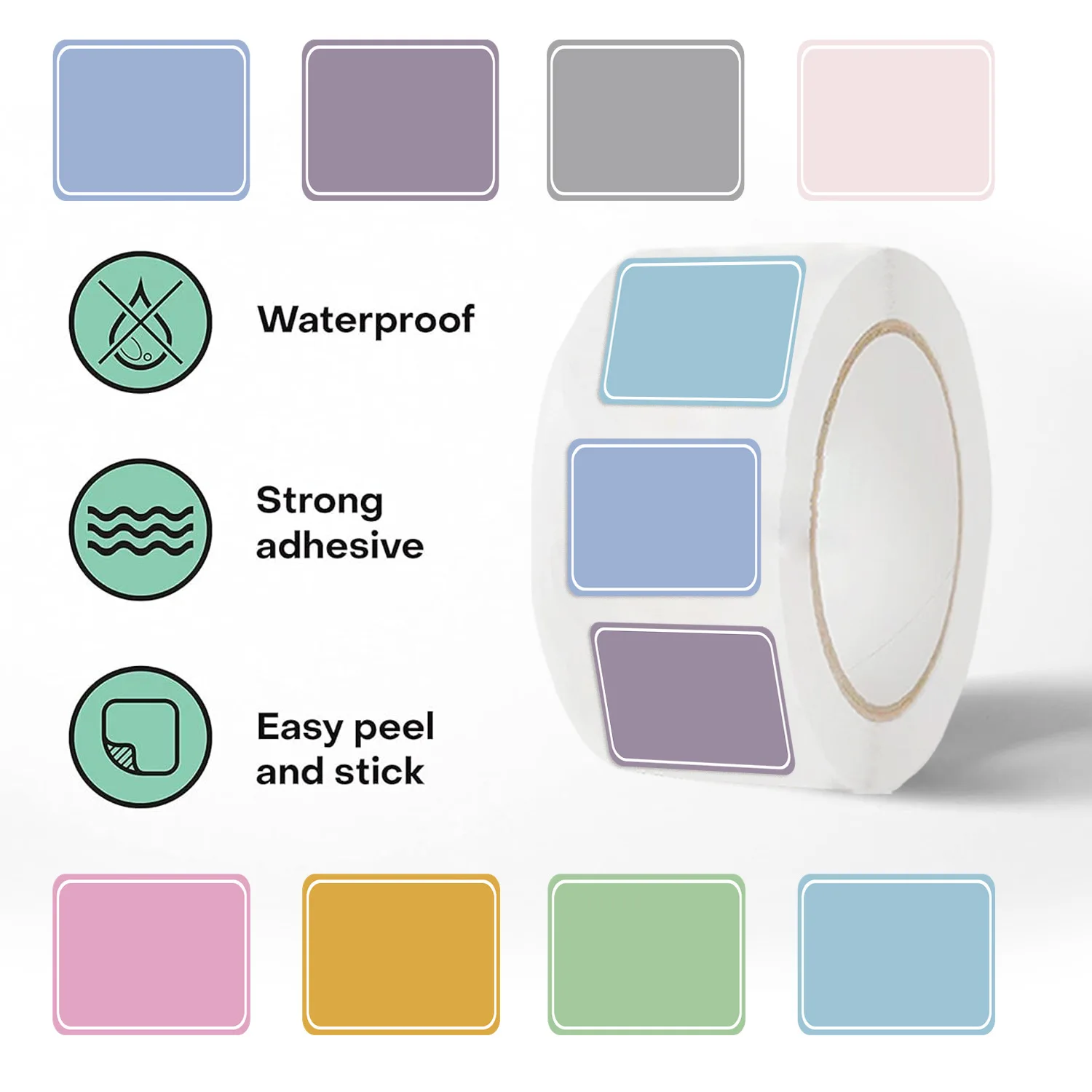 

500 шт. милых цветных этикеток-стикеров в рулоне, съемные однотонные бирки для офиса, школы, индексации, маркировки и классификации файлов