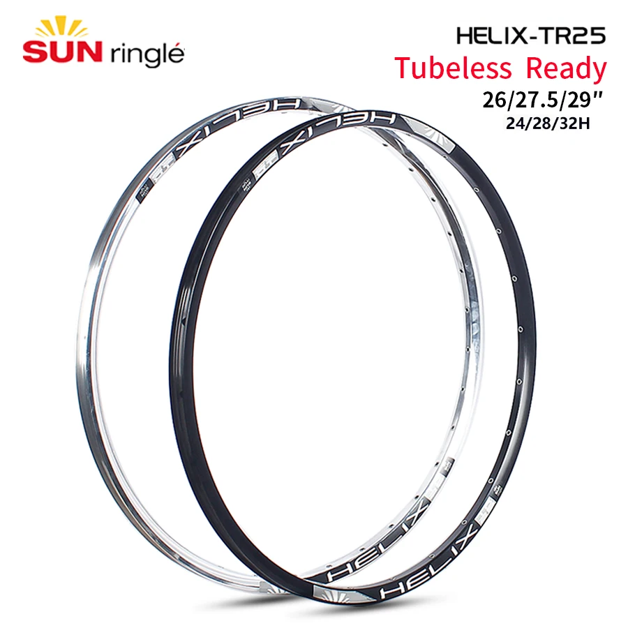 Sunringle HELIX 자전거 림, XC 트레일용 원형 튜브리스, 산악 자전거, TR25, 26 27.5, 29 인치, 24, 28, 32 홀