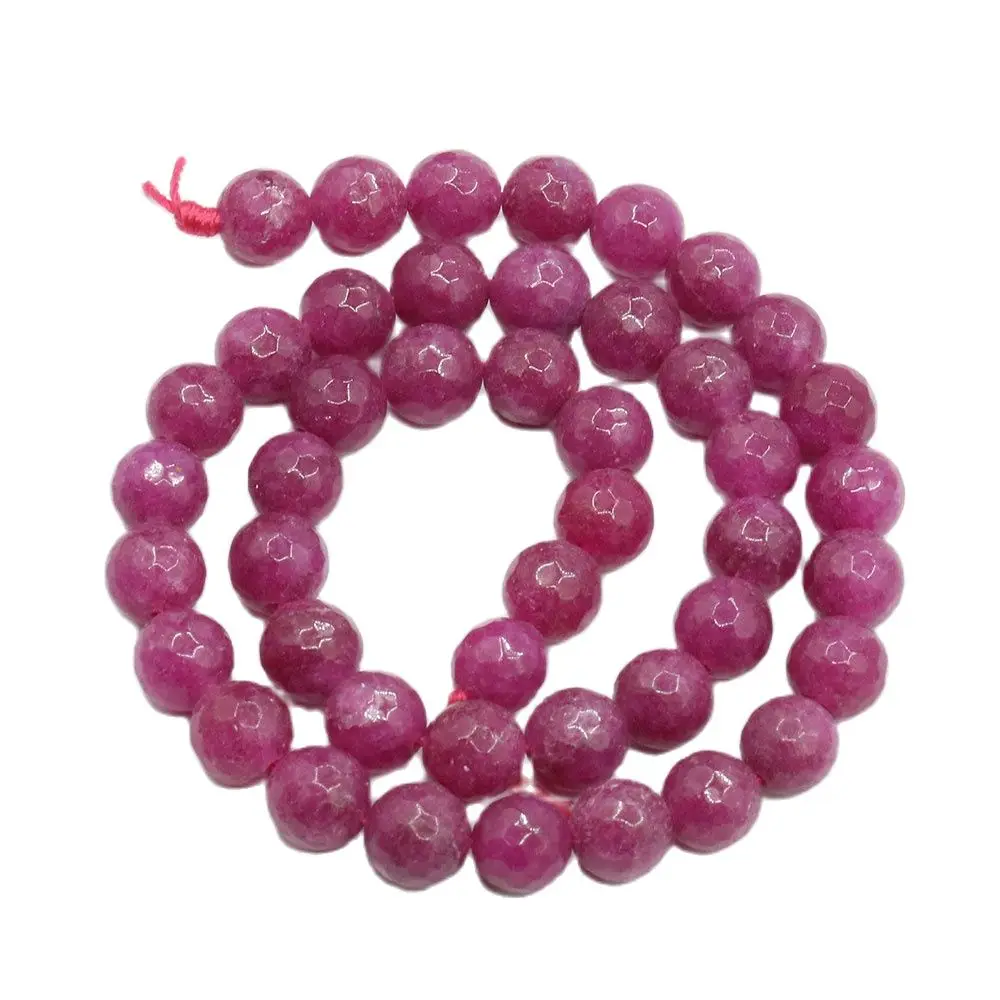 

APDGG 8mm 2 Strands Purple Jade Round Faceted Beads Gemstone Beads 15" Strand Jewelry Making DIY