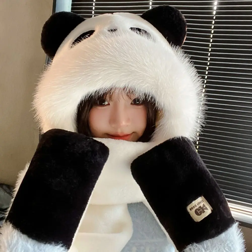 

Fashion 3 in 1 Capybara Hat Scarf Set Cartoon Warm Furry Scarf Cap Set Thickened Soft Cartoon Plush Hat Winter