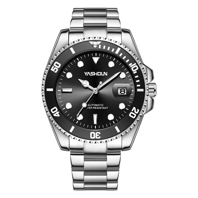 Đồng hồ cơ cổ điển Đồng hồ tự động doanh nhân thương hiệu sang trọng cho nam Đồng hồ dây đeo bằng thép mặt số phát sáng có Gờ xoay được