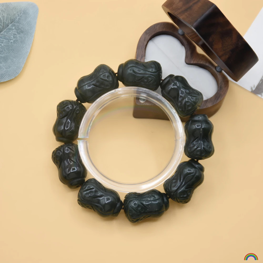 Natural Hotan Jade Green Jade Cabbage Double sided Carving Baicai Jade Bracelet Rwbuy Brand Design