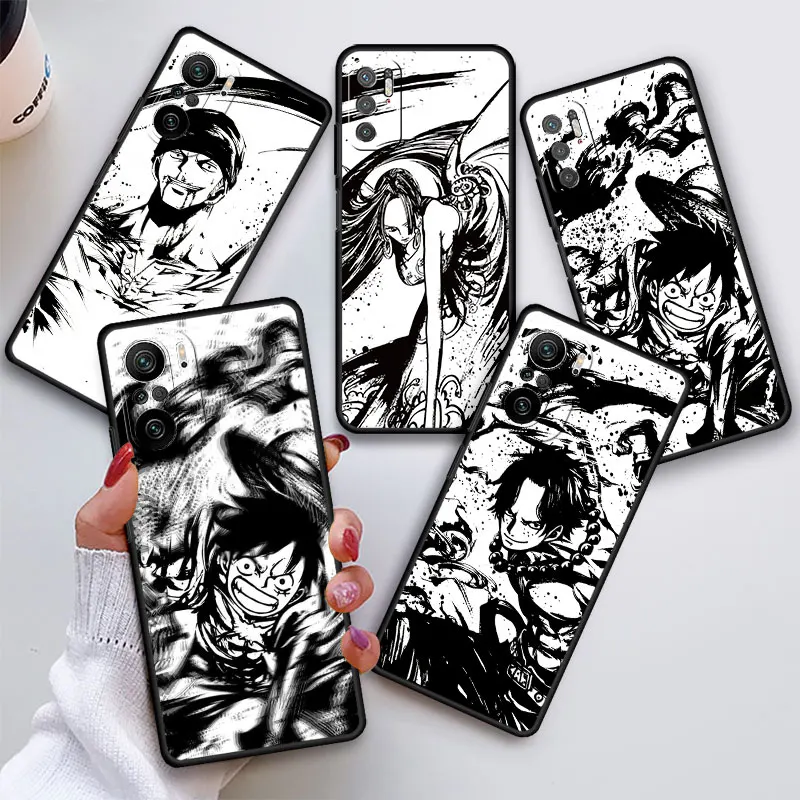 Funda Case For Xioami Redmi Note 11 10 Pro 12 9S 10S 11S 9A 9C 9T 10C K40 8 7 Black Silicone Phone Cover Comics Mokey D Luffy