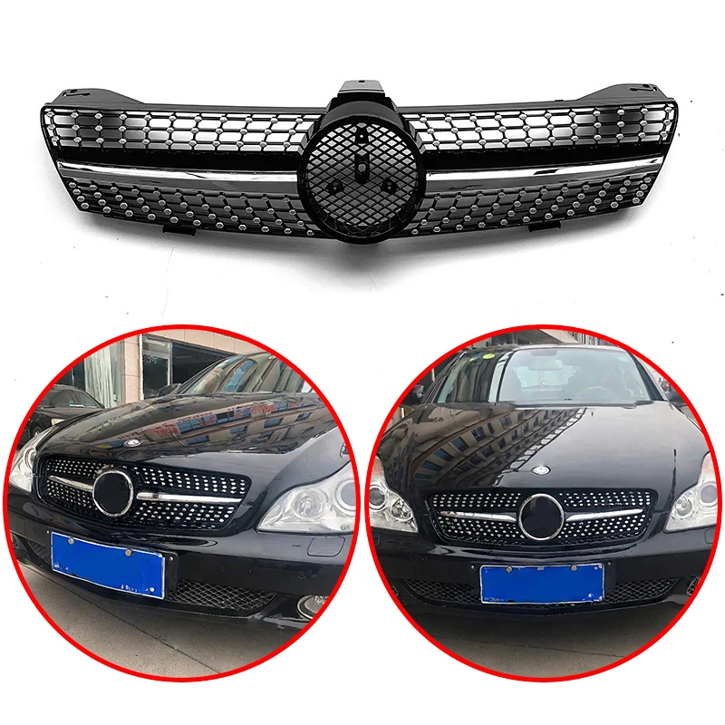 

For Benz CLS W219 2005-2008 CLS350 CLS500 CLS550 CLS55 CLS63 High Quality ABS Star Type Car Front Racing Grills Glossy Black