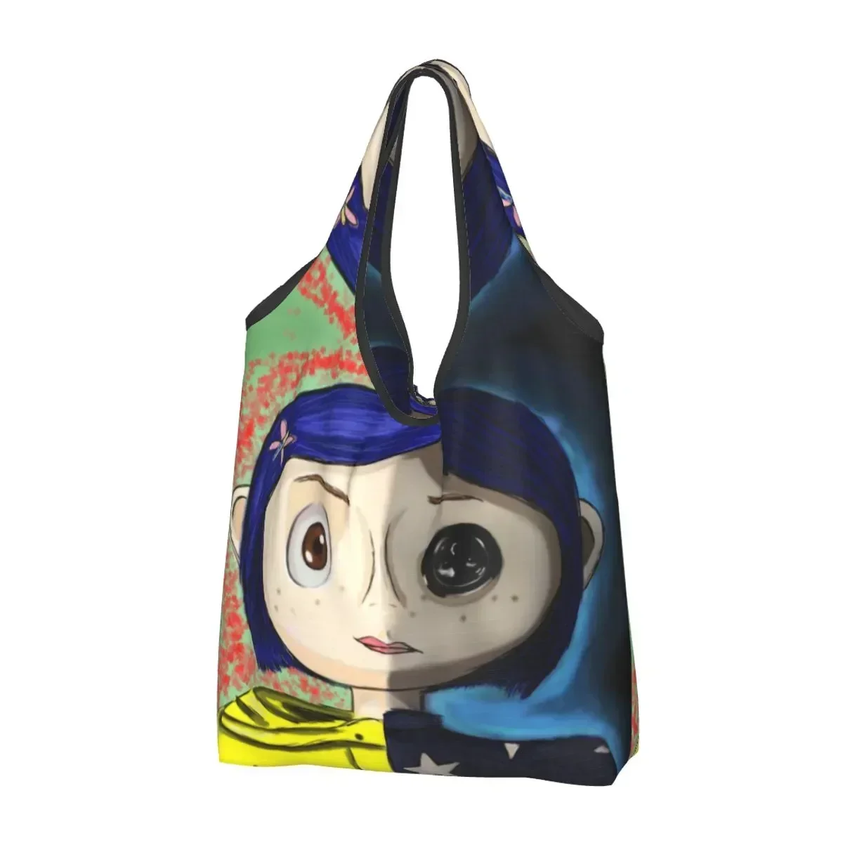 Cute Print Halloween Horror Movie Coraline Tote Shopping Bags Portable Shoulder Shopper Handbag