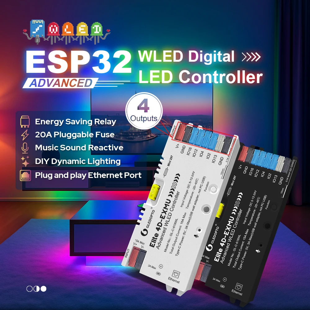 (GL-C-618WL) Elite Advanced WLED Controller with 4 Output/Ethernet interface DC 5-12-24V