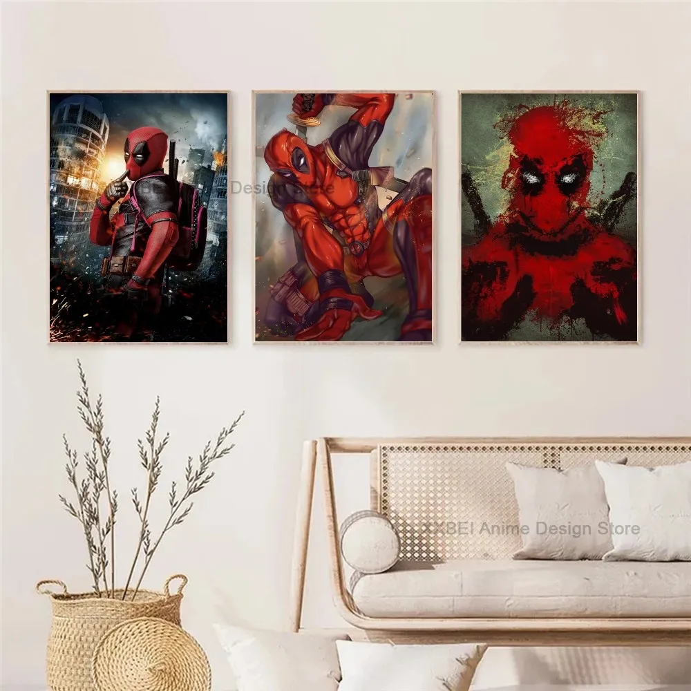 1pc Modern Home Decor Mural Marvel Deadpool Movie Poster Sticker Bedroom Activity Room Bar Wall Art Hanging Painting Decoration