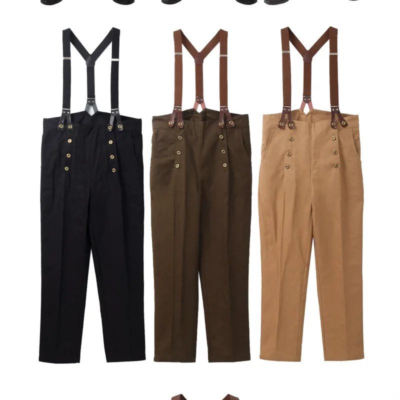 British Retro Gentleman Ttrousers Men's High Waisted Straight Leg Performance Pants