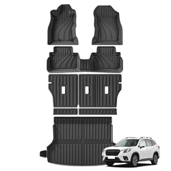 for Subaru Forester 2019-2024 Fuel US Version TPE 3D Car Floor Mats Cargo Liner Trunk/Backrest Pad Waterproof Black