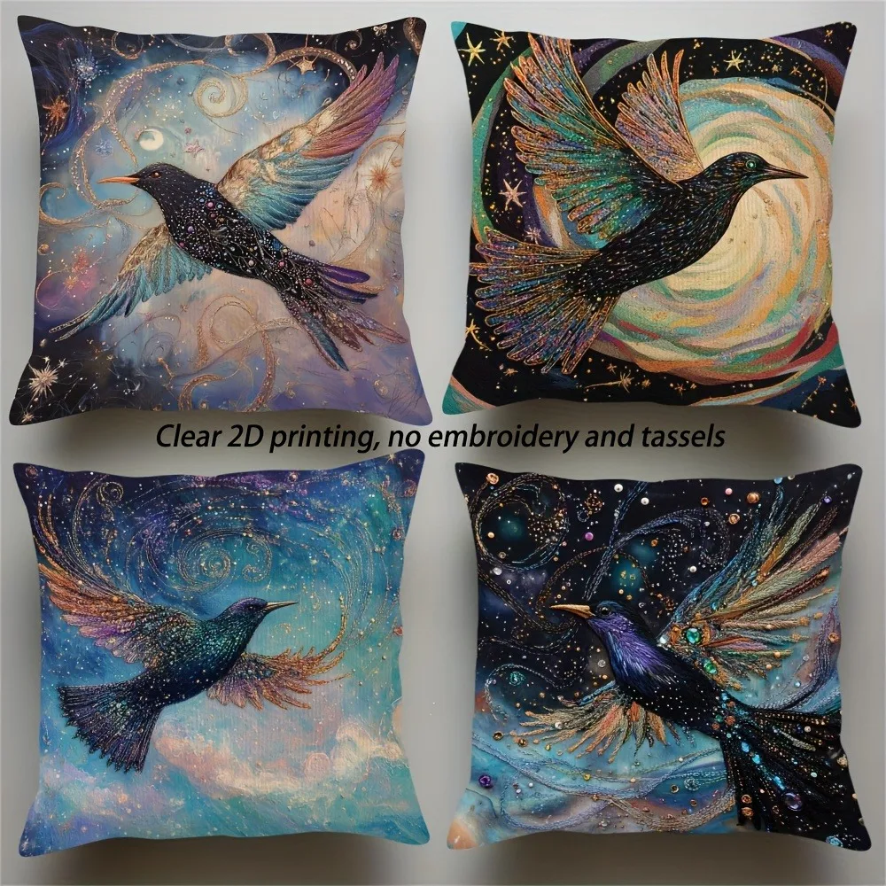 

Наволочка Cosmic Starbird: Чехол для подушки Dreamy Galaxy-Themed для причудливого домашнего декора дивана в стиле бохо