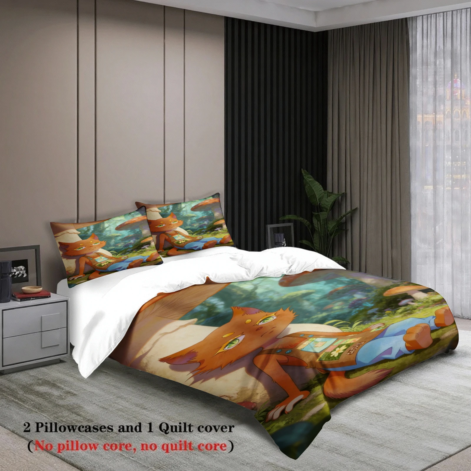 Kids Bedding Set Softville Cozy Town Cute Fern the Quilt Fox With Duvet Cover & Pillowcase For Children's Bedroom Decor