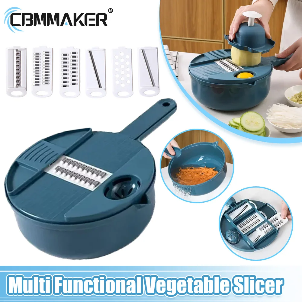 

9-IN-1 Large Capacity Kitchen Vegetable Slicer Multifunctional Potato Slicer Shredder for Potato Vegetable Fruit Radish Onion