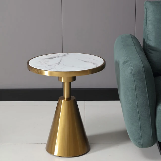 Minimalist Design Luxury Coffee Table Various Tabletop Options Brushed Metal Base Living Room Side Table