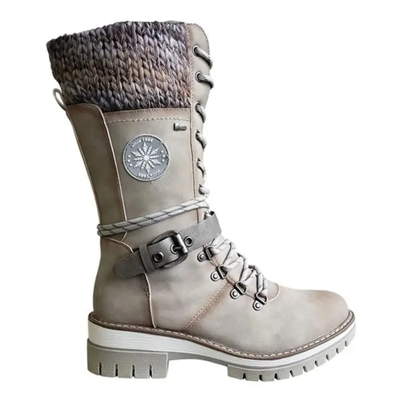 Botas de nieve impermeables hasta la rodilla para mujer, botines hasta la rodilla