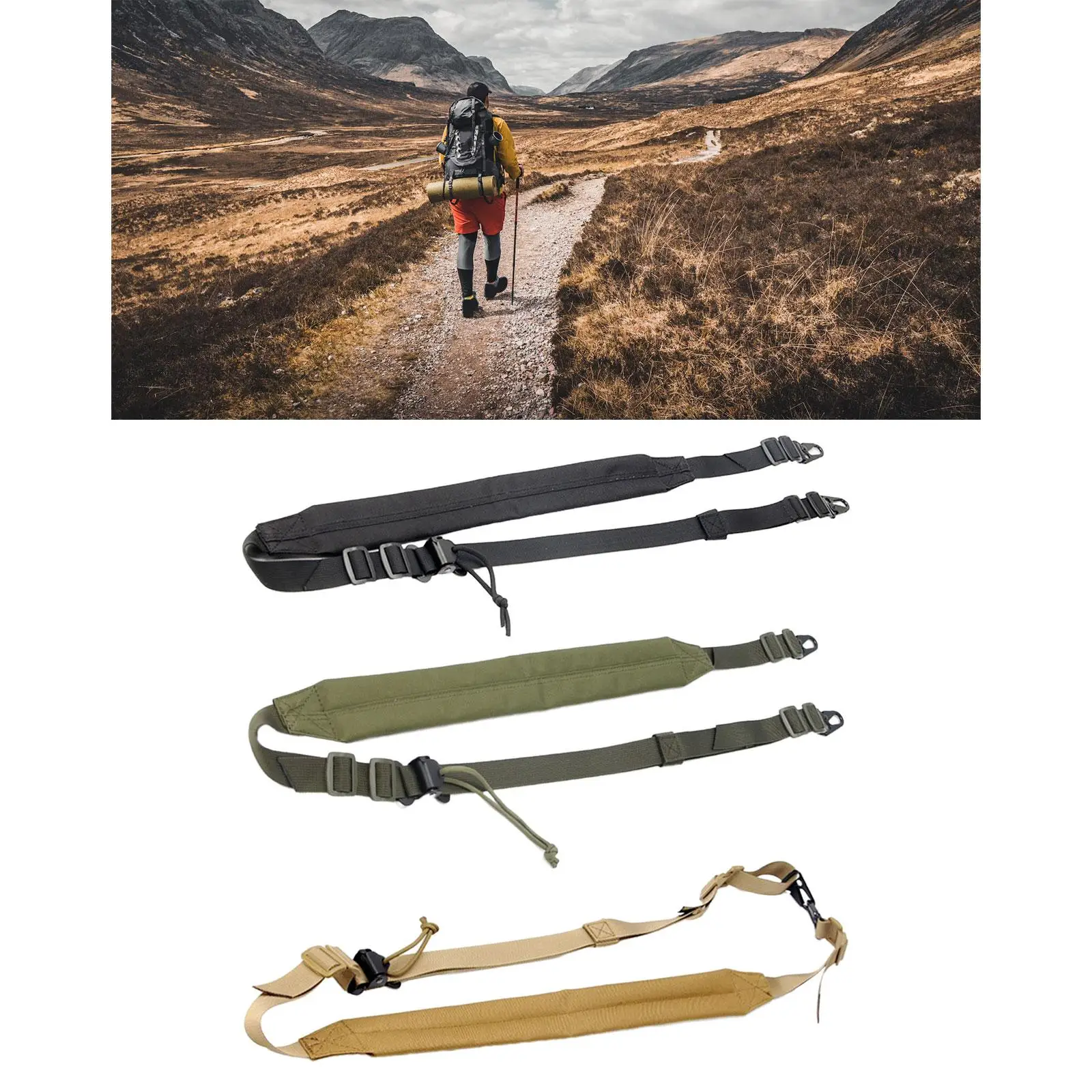 Sangle légère à deux points pour le trekking, le camping, la pêche, la randonnée, les outils de plein air, la structure réglable, la sangle initiée, les accessoires