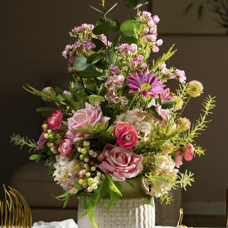 

Desktop Plastic Flowers Fake Flower Decoration Dining Table Flower in Living Room Decorative Silk Floral Ornaments