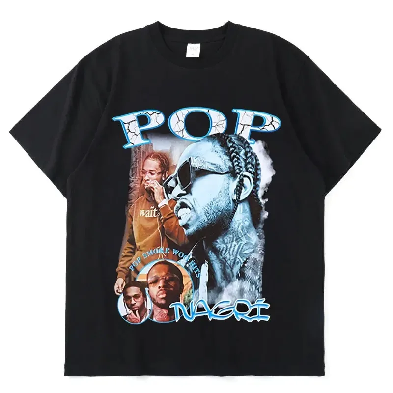 Pop Smoke Fashion VintageT-Shirt Popular Hip Hop Rapper Streetwear Graphic T shirts Summer Unisex The Woo King Casual Cool Tops