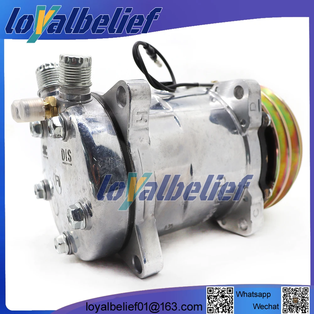 Air Conditioner Compressor Sanden 5H14 Sanden 508 SD508 Tractor Excavator Heavy Duty Truck 12V / 24V 2 Groove V Blet Pulley