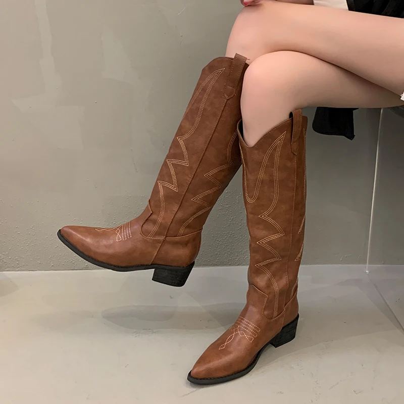 Shoes White Ankle Boots Round Toe Winter Footwear Luxury Designer Sexy Thigh High Heels High Sexy Boots-Women Low Autumn Cowboy