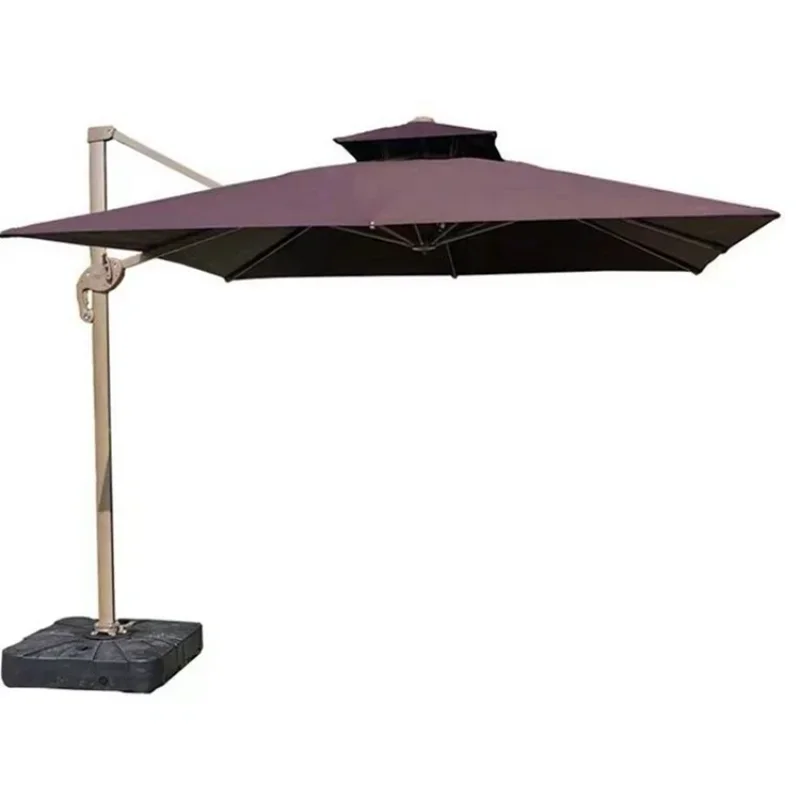 Solar Patio Umbrella With LED Light Cantilever Umbrella For Garden Cafe Shop Beach Restaurant Market