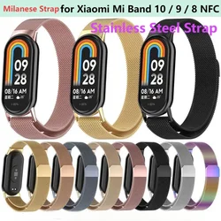 Edelstahl armband für Xiaomi Mi Band 9 8 Smartwatch Milan ese Wirst Loop Magnet armband Band9 Band8 NFC Armband