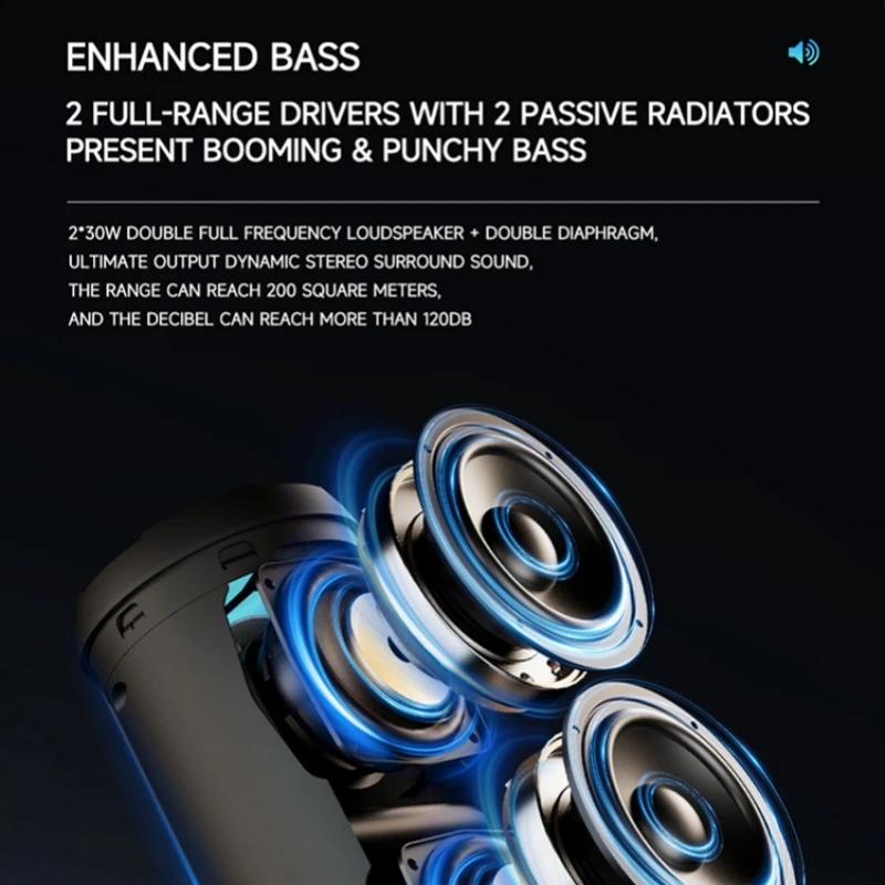 SODLK-سماعة بلوتوث محمولة ، مضخم صوت لاسلكي في الهواء الطلق ، IPX7 مقاوم للماء ، اقران TWS ، ستيريو سطح المكتب للكمبيوتر ، جديد ، 60 واط