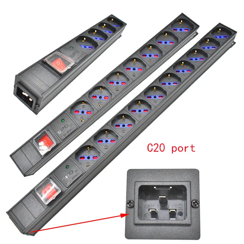 PDU Power Strip Distribution Unit Cabinet C20 port EXTENDER Surge protection 1-10 Way German Italy Socket